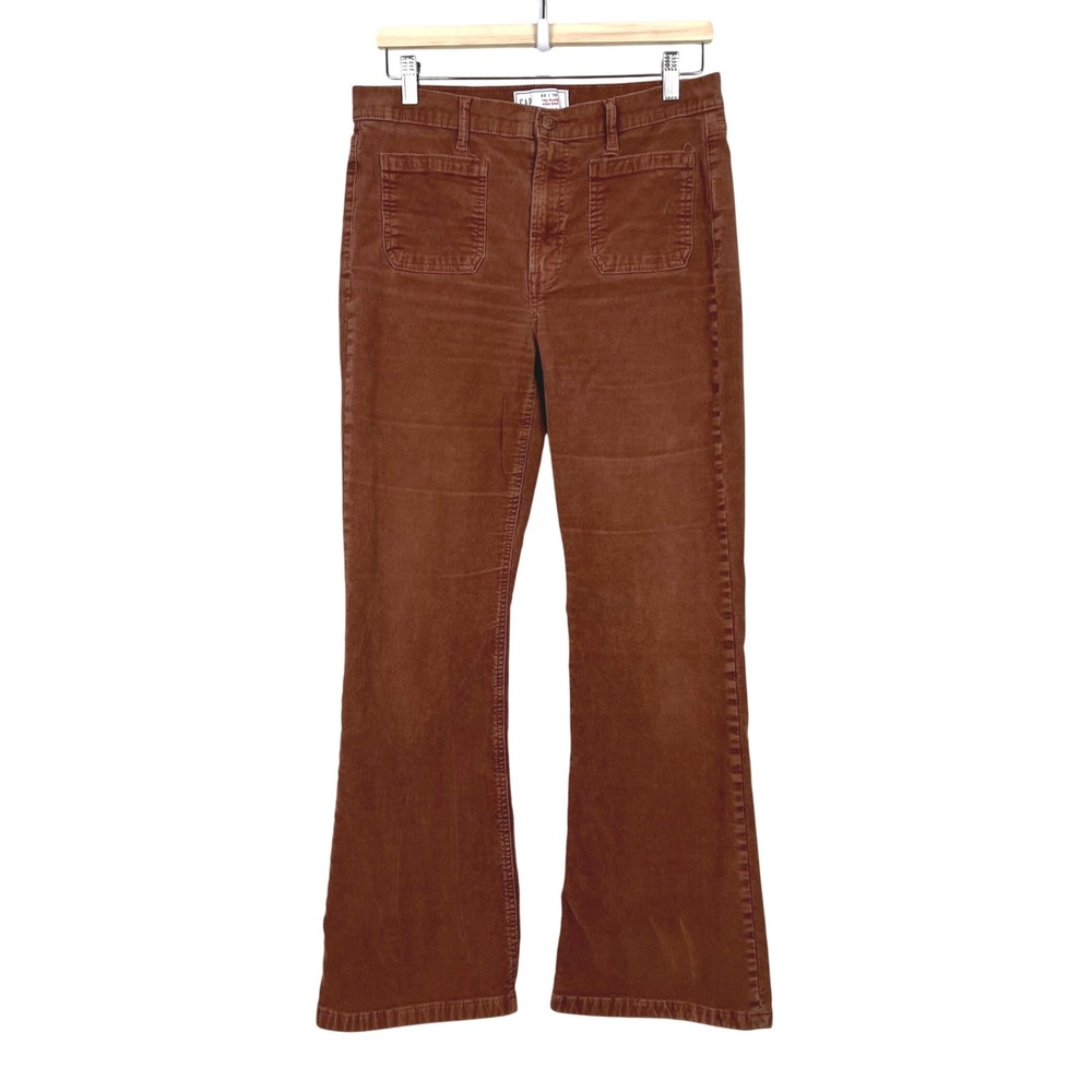 GAP Womens 70s Flare High Rise Corduroy Pants Sable Brown Size 30/10 Regular